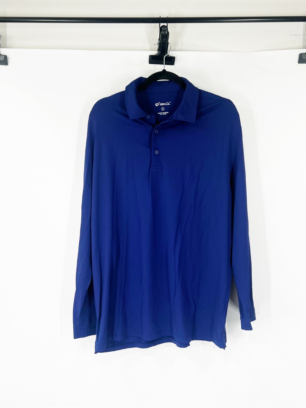 IBKUL Men's Long Sleeve Polo Shirt in Blue